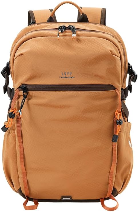 LEFF 15L Small Hiking Backpack, Water Resistant Hiking Daypack for Women Men, Lightweight Small Travel Backpack with Shoulder Strap for Outdoor Hiking Camping (Orange)